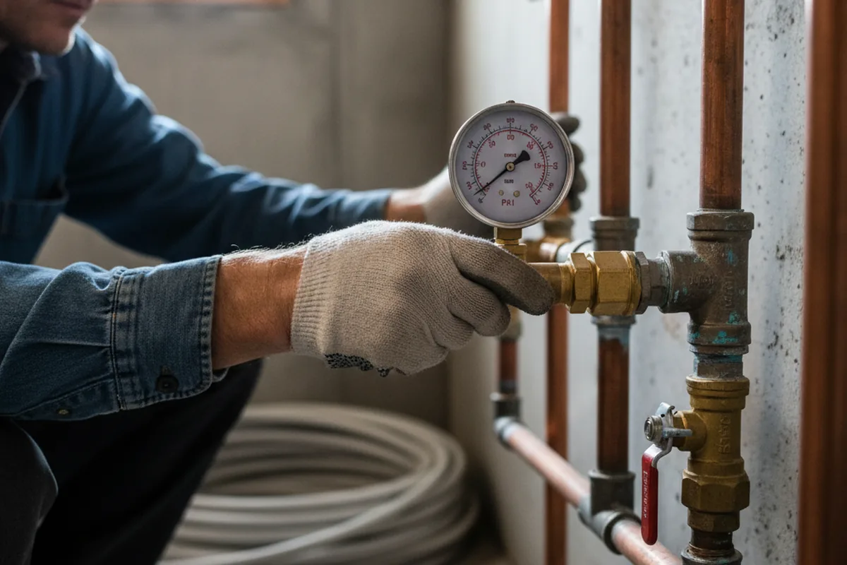 Pressure testing a repaired line during Water Line Repair in Assawoman